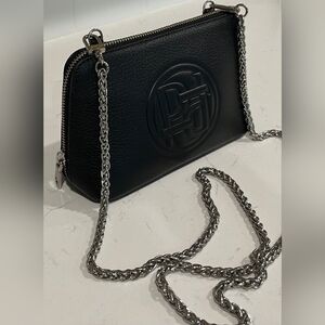 Rare Prune Martina Pebbled Leather Crossbody With Detachable Chain Strap  EUC